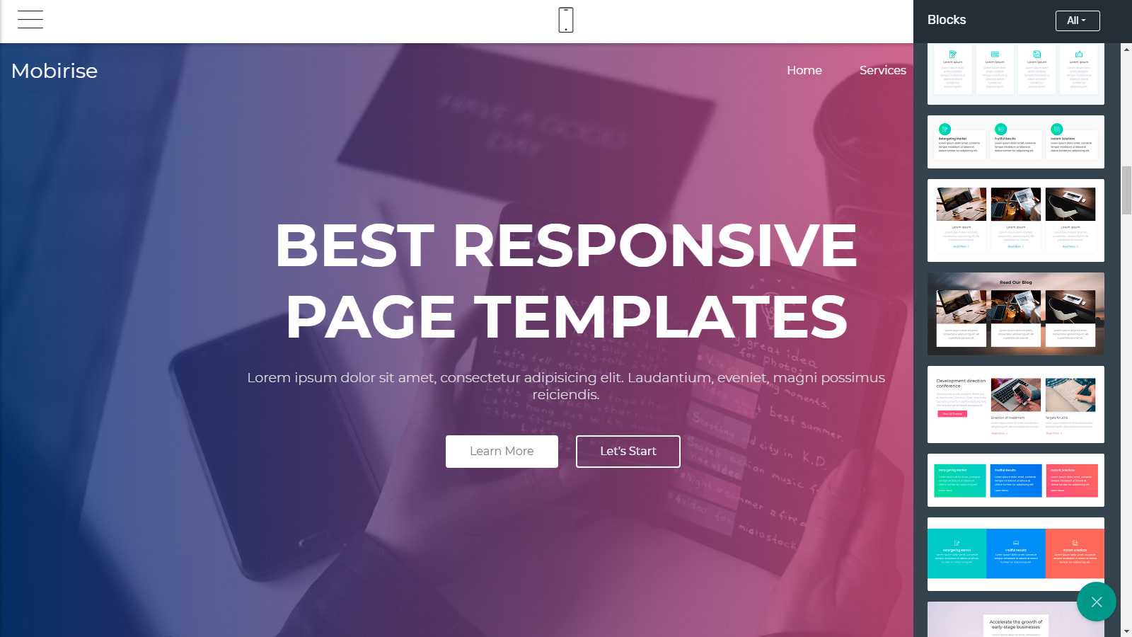 mobile webpage templates